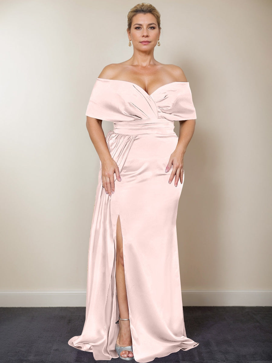 Plus Size Off-the-Shoulder Mother of the Bride Trumpet/Mermaid Dress with Side Split