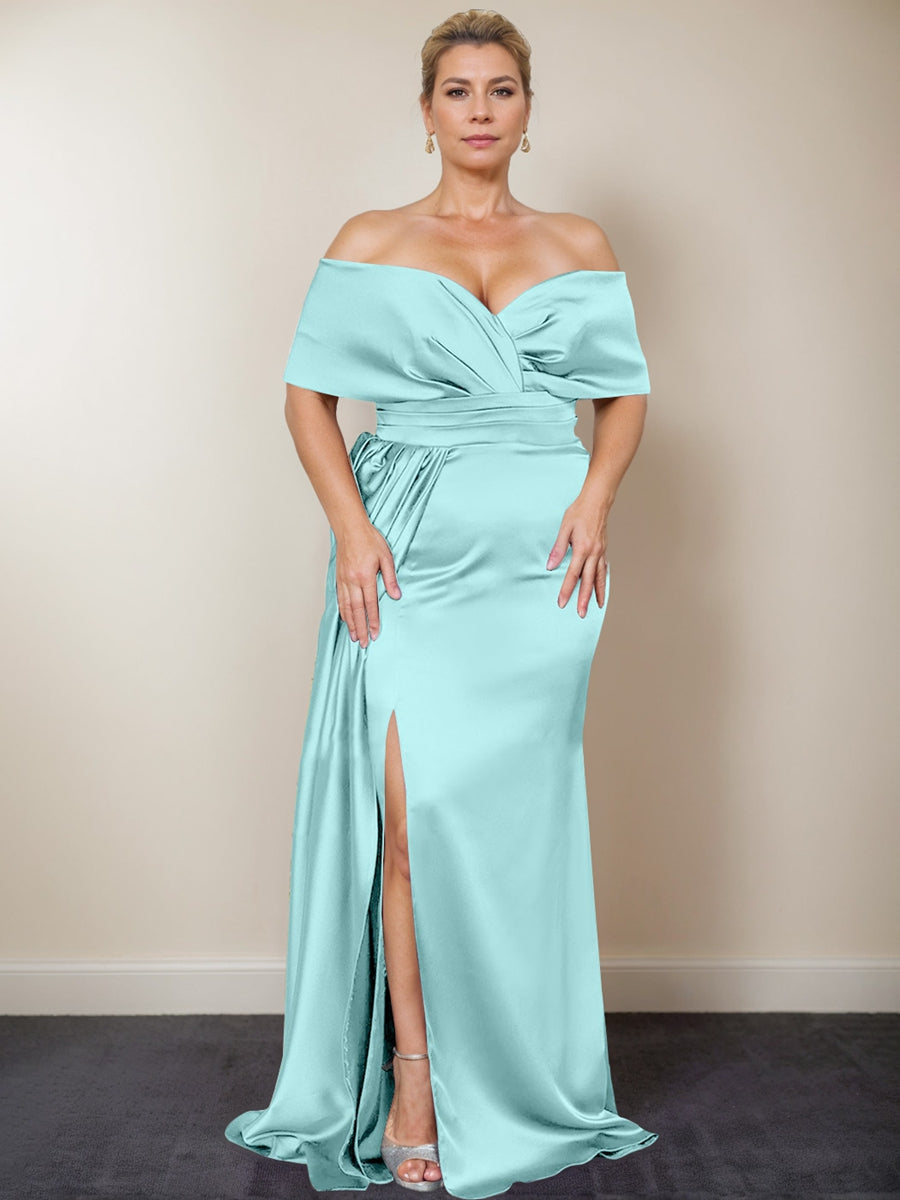 Plus Size Off-the-Shoulder Mother of the Bride Trumpet/Mermaid Dress with Side Split
