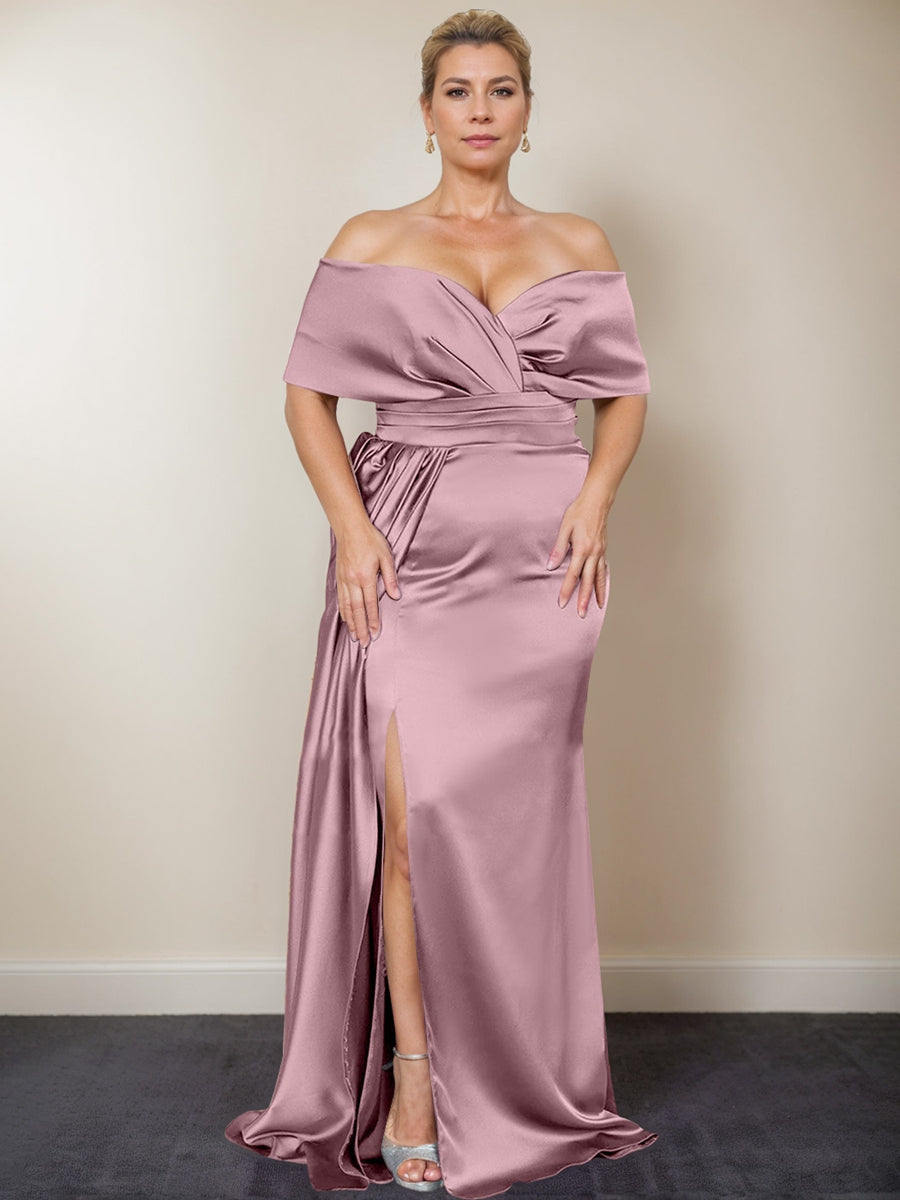 Plus Size Off-the-Shoulder Mother of the Bride Trumpet/Mermaid Dress with Side Split