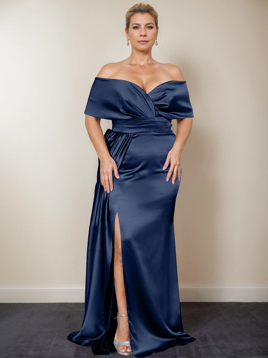 Plus Size Off-the-Shoulder Mother of the Bride Trumpet/Mermaid Dress with Side Split