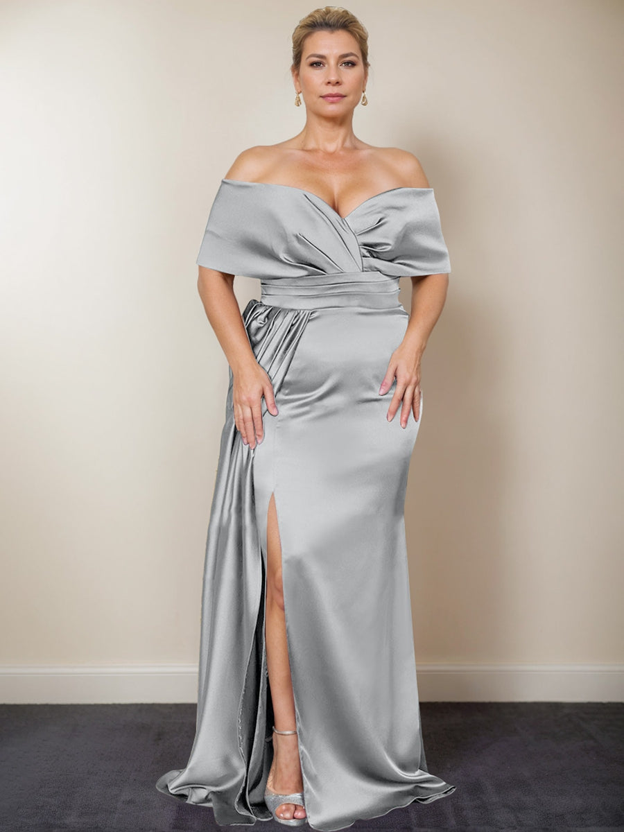 Plus Size Off-the-Shoulder Mother of the Bride Trumpet/Mermaid Dress with Side Split