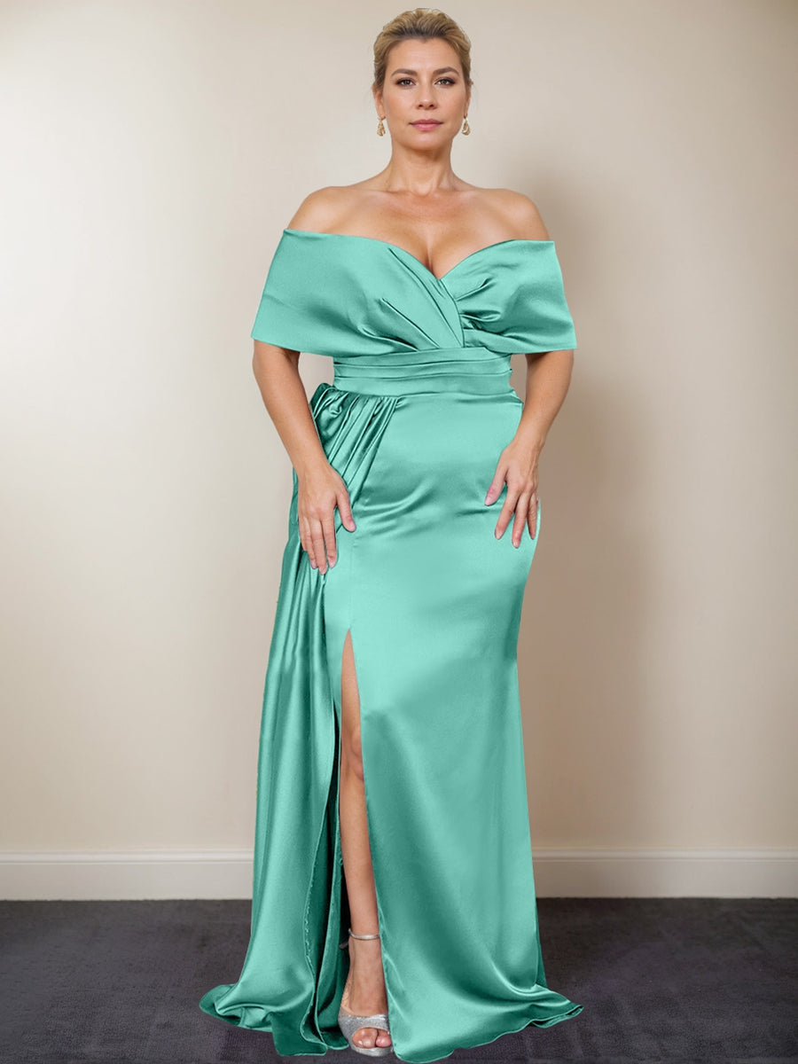 Plus Size Off-the-Shoulder Mother of the Bride Trumpet/Mermaid Dress with Side Split