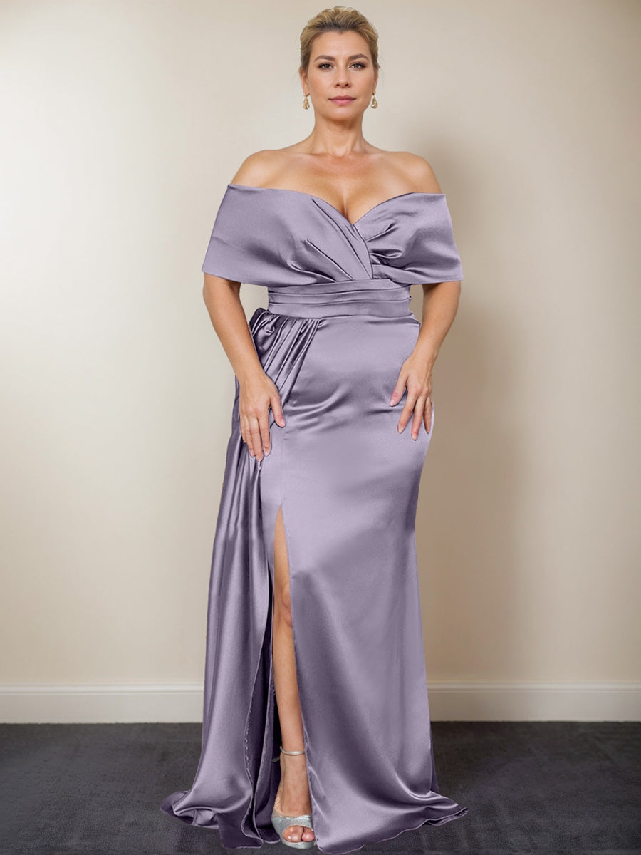 Plus Size Off-the-Shoulder Mother of the Bride Trumpet/Mermaid Dress with Side Split