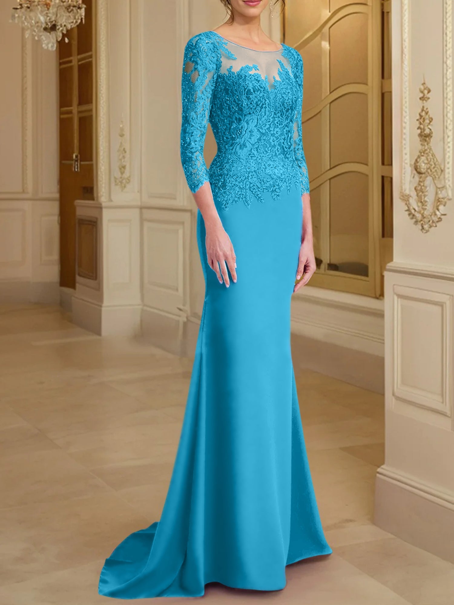 Long-Sleeved Lace Mother of the Bride Dresses in Trumpet/Mermaid Silhouette