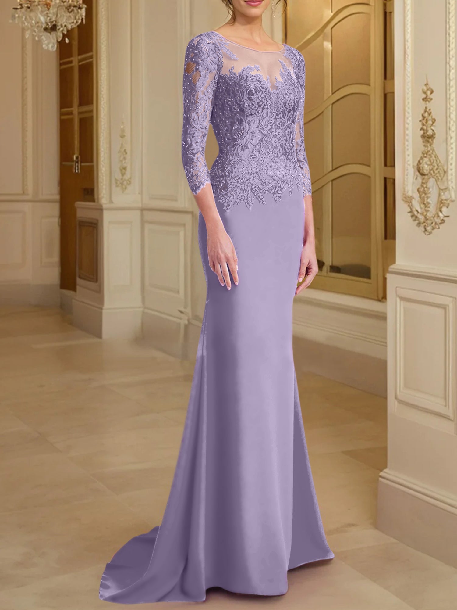Long-Sleeved Lace Mother of the Bride Dresses in Trumpet/Mermaid Silhouette