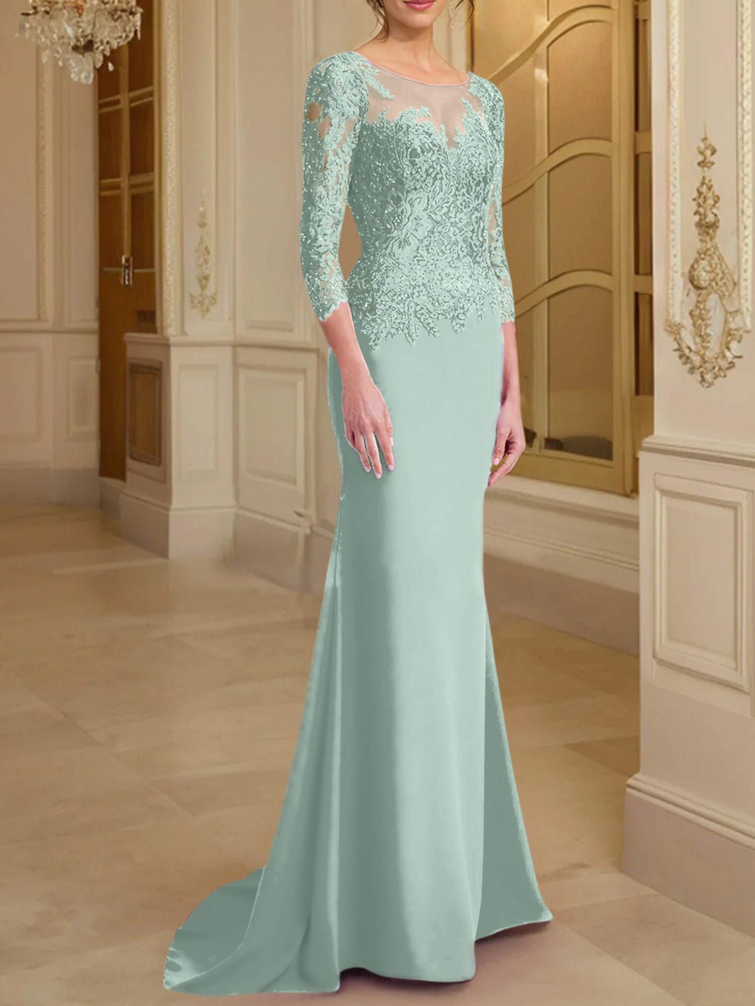 Long-Sleeved Lace Mother of the Bride Dresses in Trumpet/Mermaid Silhouette