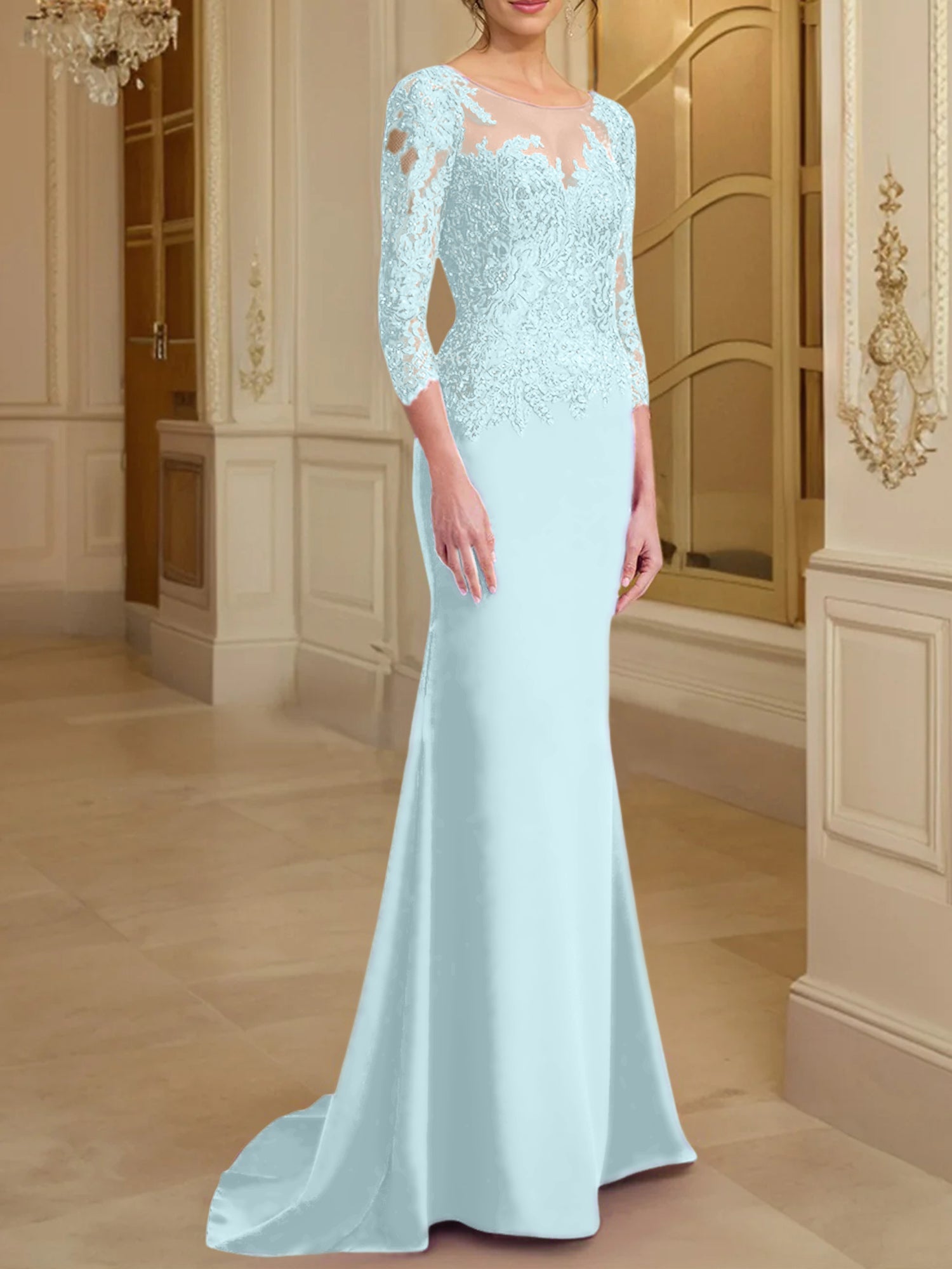Long-Sleeved Lace Mother of the Bride Dresses in Trumpet/Mermaid Silhouette