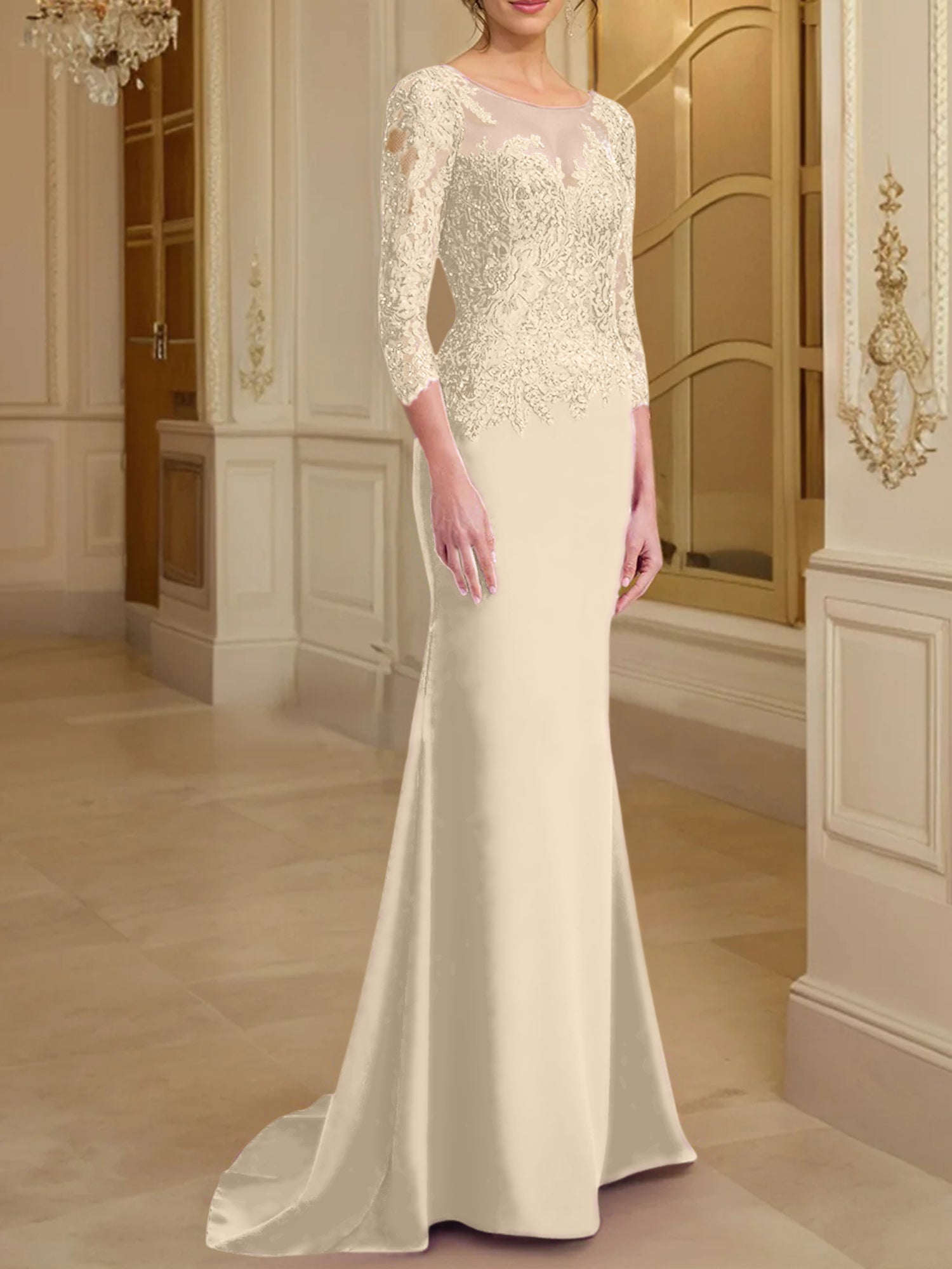 Long-Sleeved Lace Mother of the Bride Dresses in Trumpet/Mermaid Silhouette