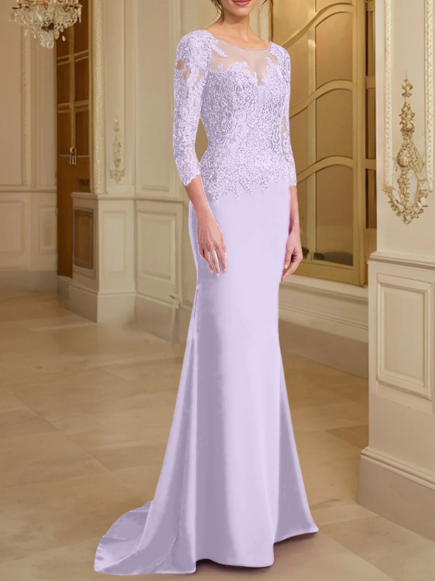 Long-Sleeved Lace Mother of the Bride Dresses in Trumpet/Mermaid Silhouette
