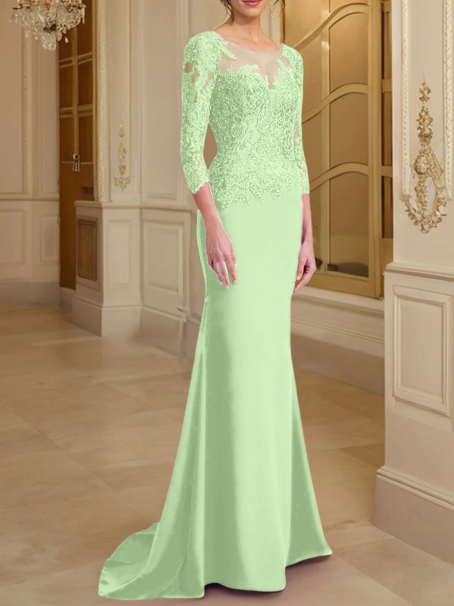 Long-Sleeved Lace Mother of the Bride Dresses in Trumpet/Mermaid Silhouette