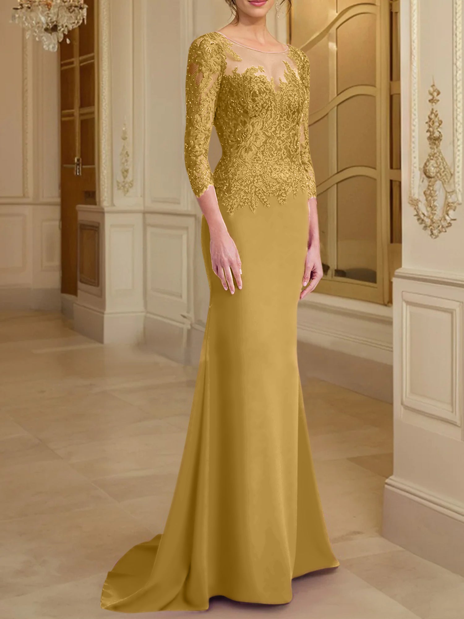 Long-Sleeved Lace Mother of the Bride Dresses in Trumpet/Mermaid Silhouette