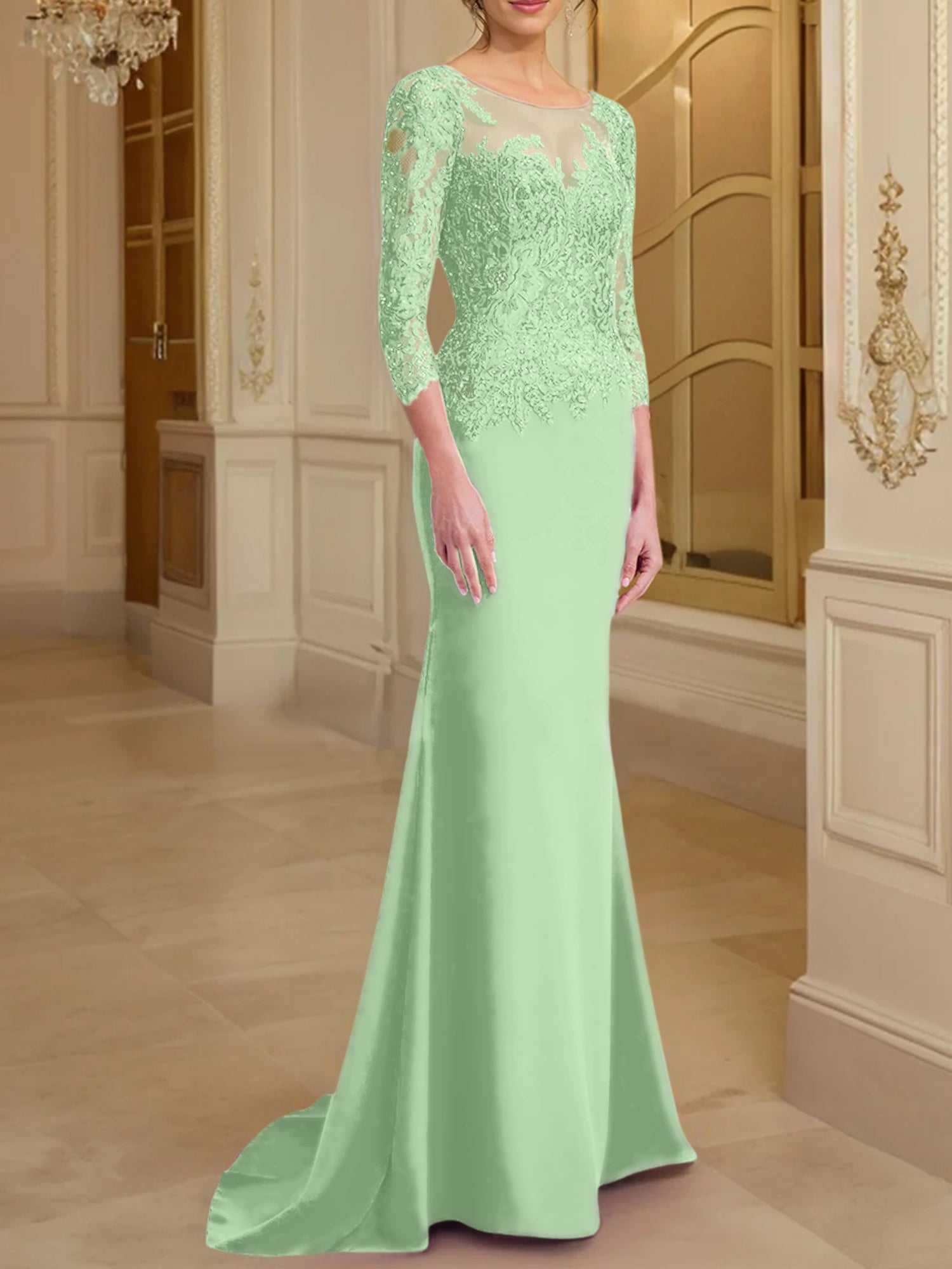 Long-Sleeved Lace Mother of the Bride Dresses in Trumpet/Mermaid Silhouette