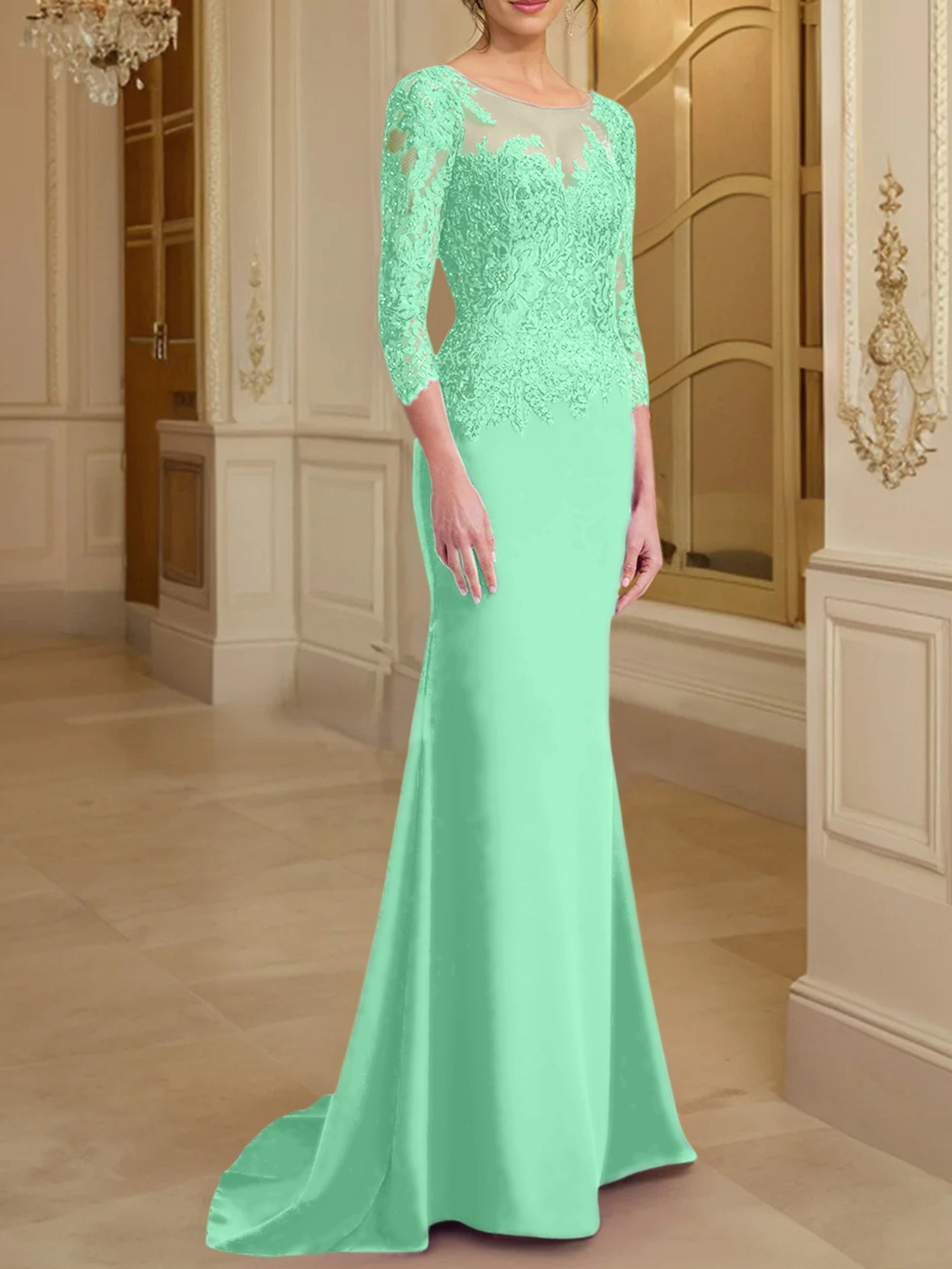Long-Sleeved Lace Mother of the Bride Dresses in Trumpet/Mermaid Silhouette