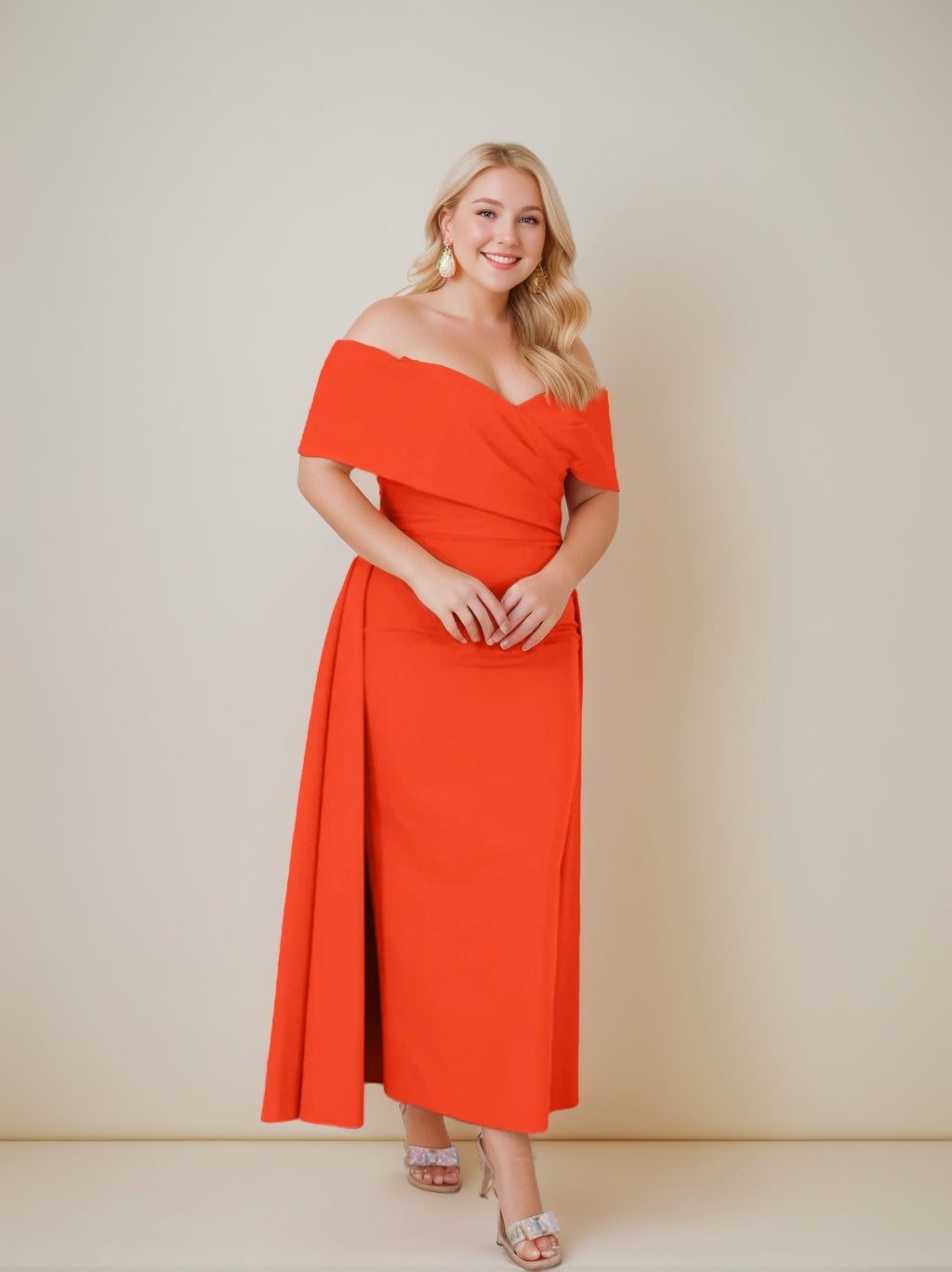 Princess A-Line Off-the-Shoulder Ankle-Length Dress for the Mother of the Bride
