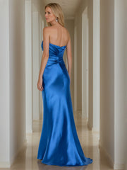 Pure Color Floor-Length Strapless Mermaid Gown for the Mother of the Bride