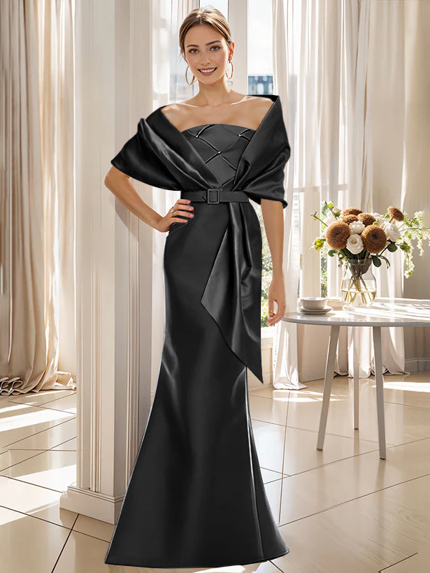 2-Piece Floor-Length Trumpet Dresses for Mother of the Bride & Groom with Wrap