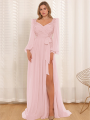 Sweetheart A-Line Princess Floor-Length Plus Size Mother of the Bride Dress with Lace and Pleated Long Sleeves
