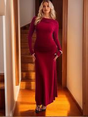 Long-Sleeved Ankle-Length Mother of the Bride Gown with Jewel Neckline