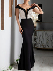 V-Neck A-Line Princess Floor-Length Mother of the Bride Dress with Short Sleeves and Sequin