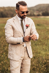 Newinlook New Arrival Casual Linen Beach Wedding Suit for Summer Parties