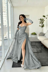 Spaghetti Strap Sleeveless Long Mermaid Formal Dress With Split Gloves
