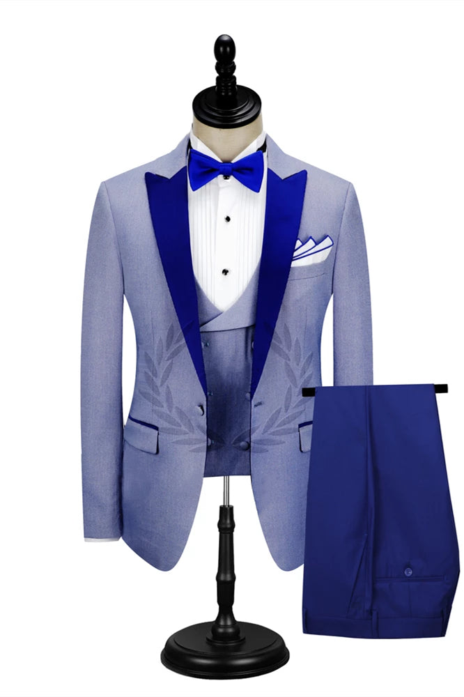 Newinlook Shining Royal Blue Formal Prom Suit with Peak Lapel