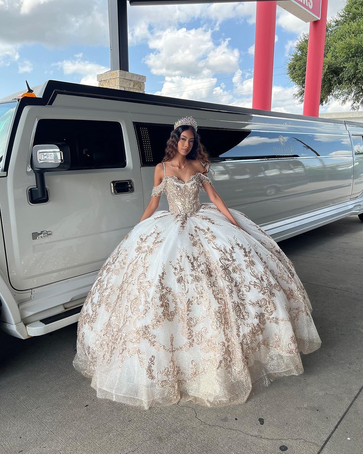 Off-Shoulder Ball Gown Lace Applique & Beaded Tulle Princess Dress for Quinceanera Sweet 16 & Birthday Galas