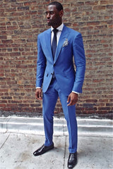 Newinlook New Arrival Royal Blue Two-Piece Summer Wedding Suit with Peaked Lapel