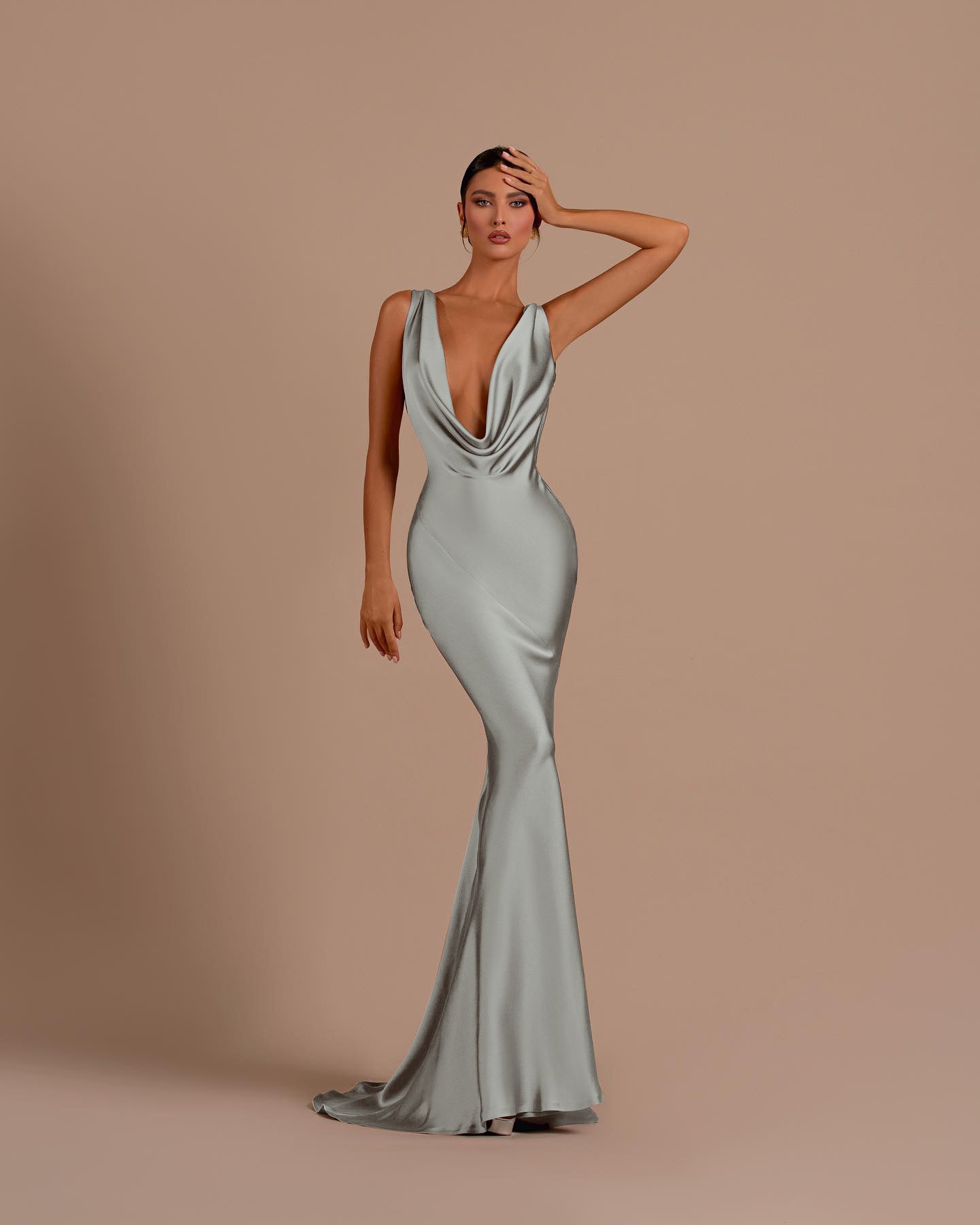 Black Deep V Neck Sleeveless Mermaid Long Formal Dress With Pleated