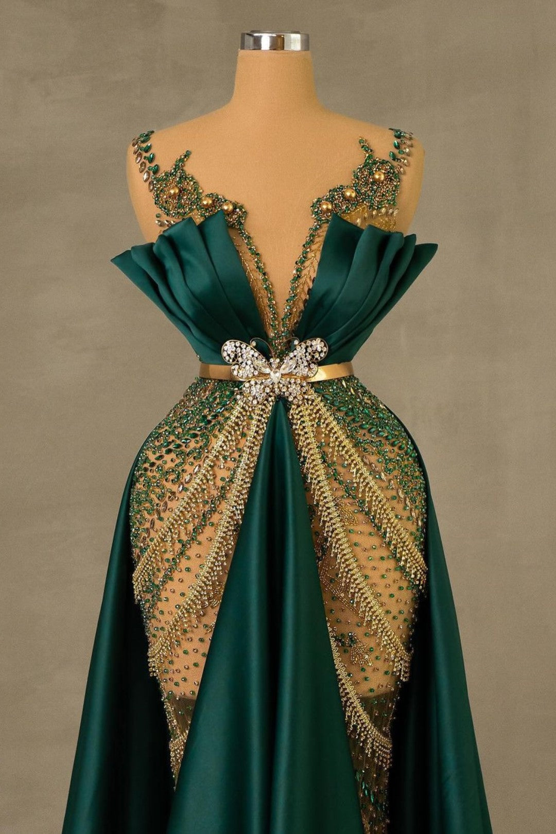 Heavy Emerald Green Straps Mermaid Formal Dress With Sleeveless Long