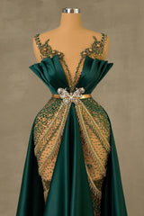 Heavy Emerald Green Straps Mermaid Formal Dress With Sleeveless Long