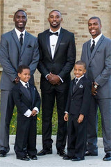 Newinlook Modern Black Silk Notched Lapel Two-Piece Wedding Suit for Men’s Parties