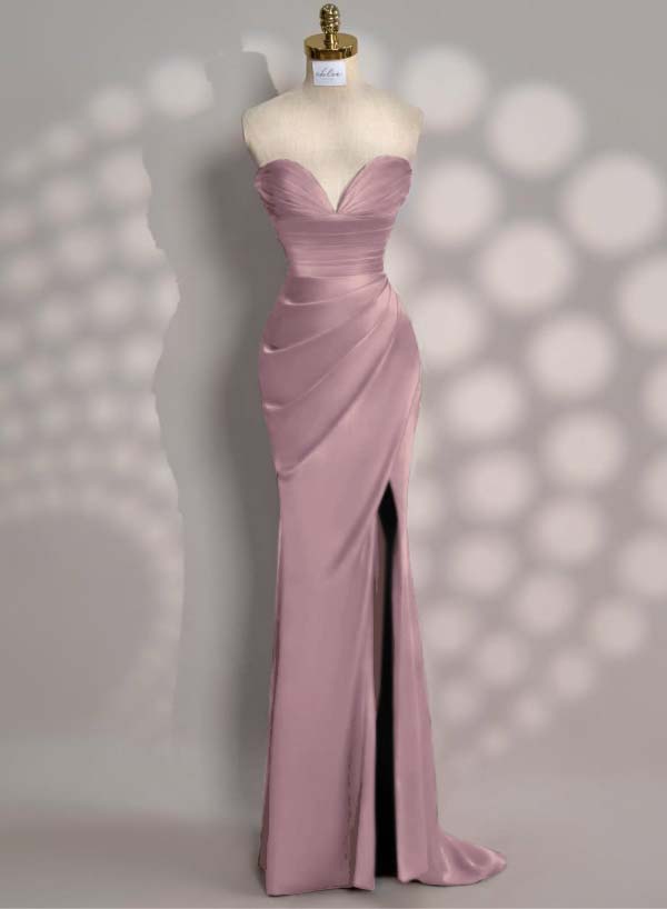 Newinlook Charming Red Split Pleated Evening Dress