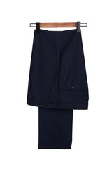 Newinlook Dark Blue Peak Lapel Men’s Wedding Suit with Velvet Lapel