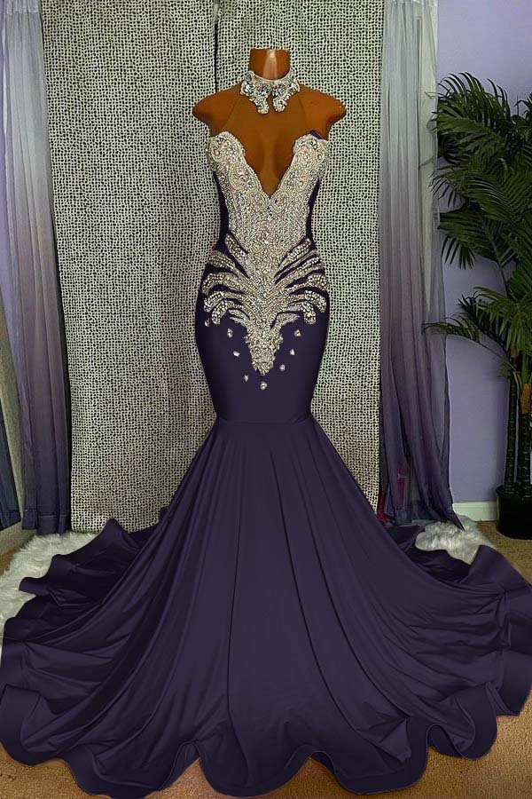 Newinlook Pink Sleeveless Beading Mermaid Evening Dress