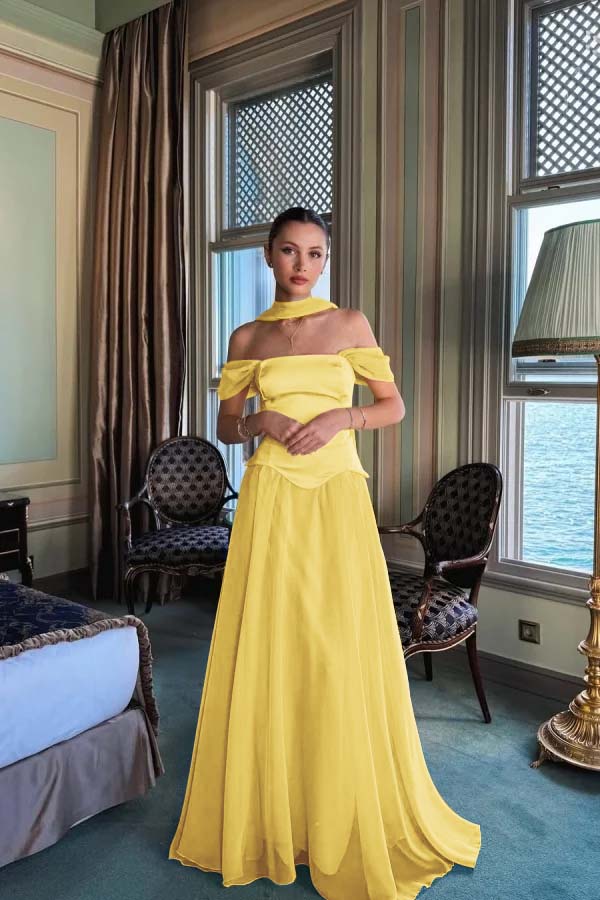 Stunning Off the Shoulder Sleeveless Long Formal Dress With Pleated