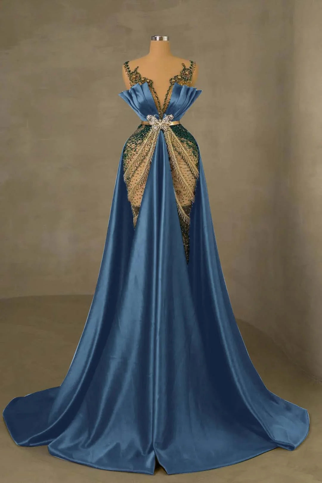 Heavy Emerald Green Straps Mermaid Formal Dress With Sleeveless Long