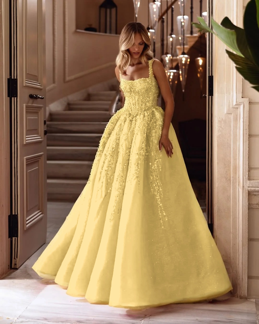 Spaghetti Strap Sleeveless Long A Line Formal Dress With Beading