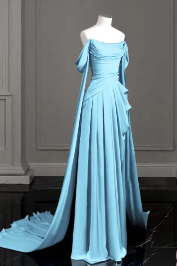 Off the Shoulder Strapless Sleeveless Long Formal Dress With Pleated