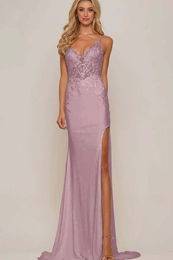 Spaghetti Strap Sleeveless Long Mermaid Formal Dress With Appliques