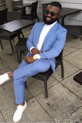 Newinlook Elegant Philip Blue Custom Wedding Suit with Peaked Lapel for Sale