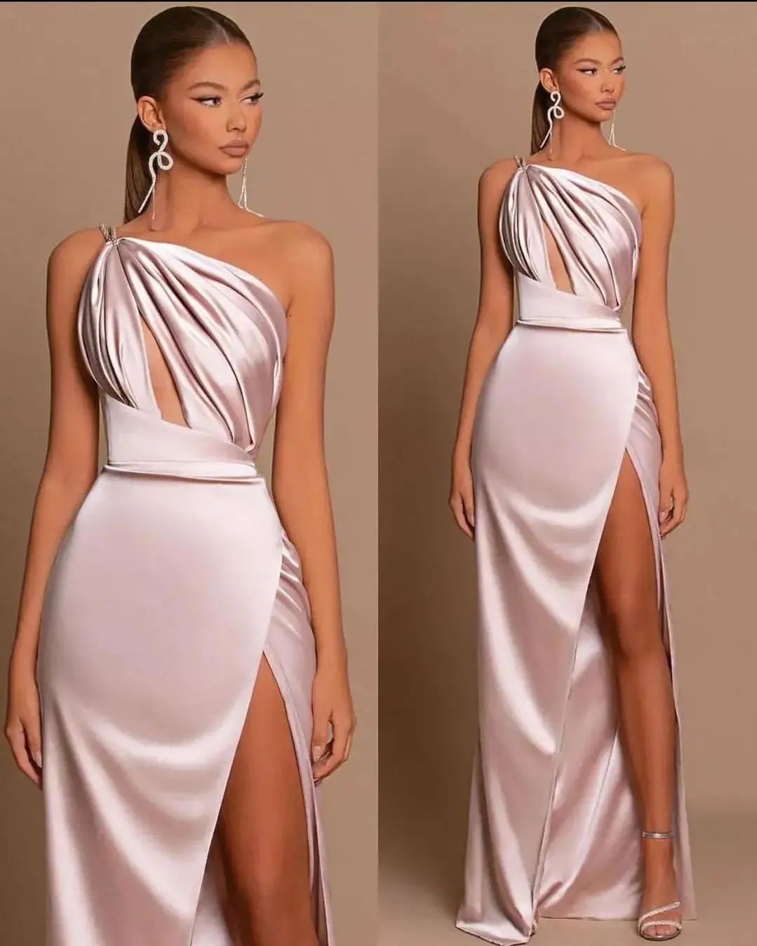 Newinlook Chic Pink Sleeveless Evening Dress With Split