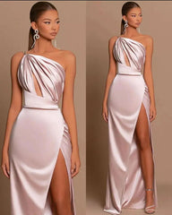 Newinlook Chic Pink Sleeveless Evening Dress With Split