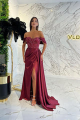 Amazing Off the Shoulder Sweetheart Formal Dress With Sequins Split