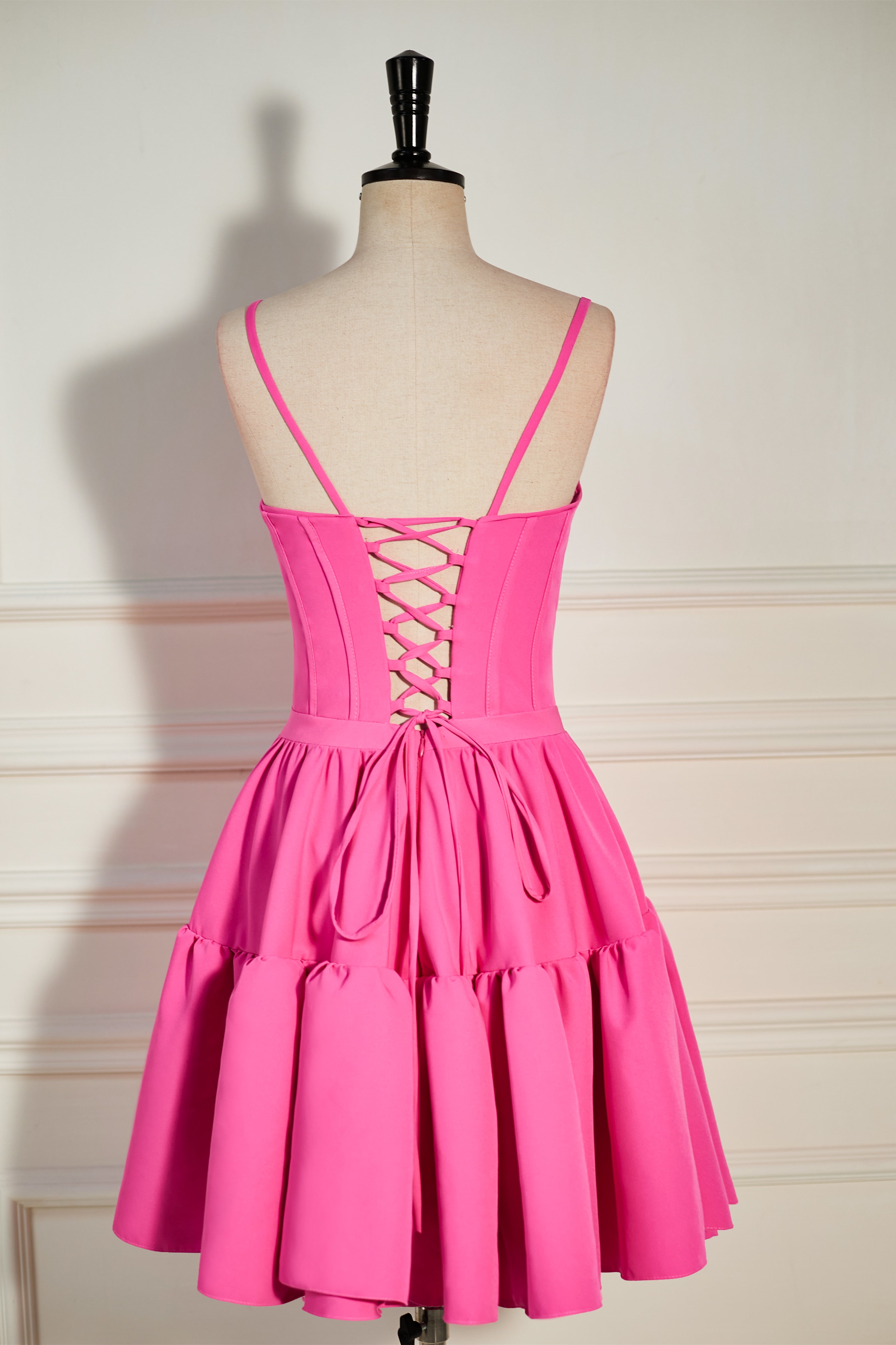 Mabel A-Line Ruffled Lace-Up Homecoming Dress