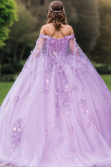 Stunning Off-Shoulder Purple Tulle Quinceanera Dress with Sequins & Appliques Sweet 16 or Birthday Party Gown