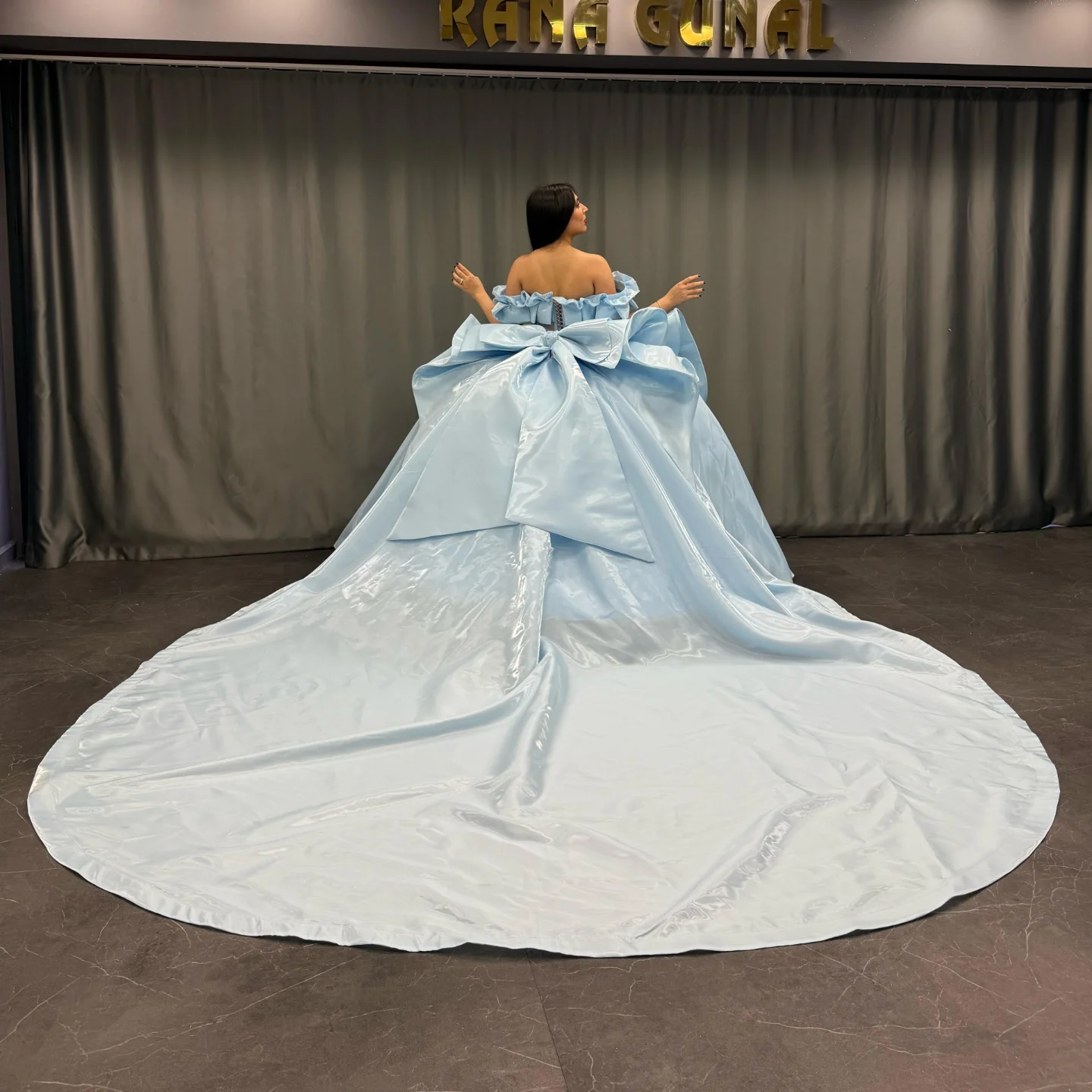 Exquisite Baby Blue Satin Quinceanera Dress Off-Shoulder Beaded Ball Gown with Sequins & Bow Detail for Sweet 16 & Birthday Parties
