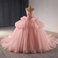 Strapless Ball Gown with Detachable Sleeves Tiered Tulle Quinceanera Dress with Ruffle Appliques & Bow Detail for Sweet 16 & Princess Parties