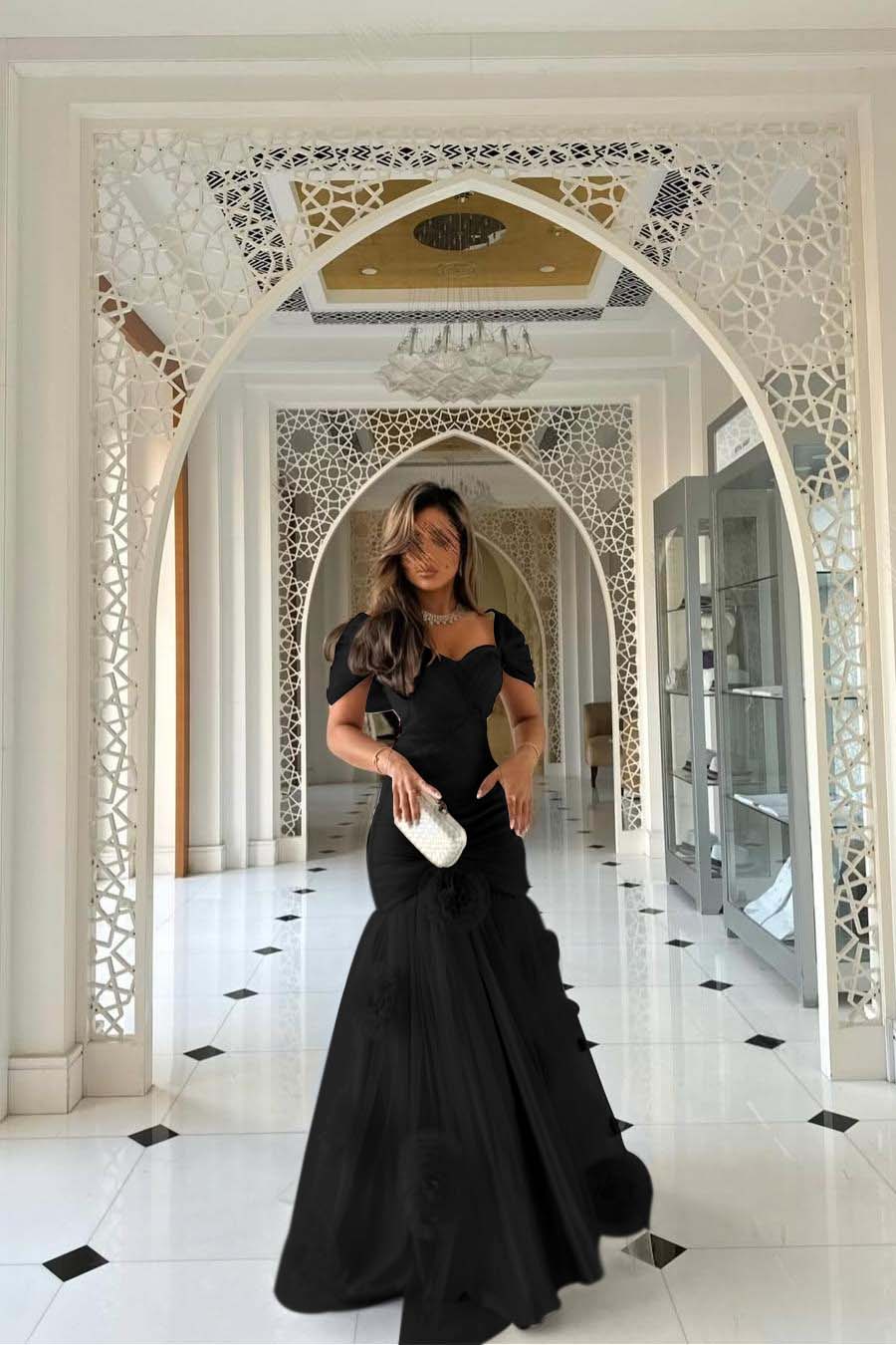 Sweetheart Short Sleeves Long Mermaid Formal Dress With Pleated