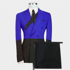 Newinlook Handsome Royal Blue Double-Breasted Prom Suit with Peaked Lapel